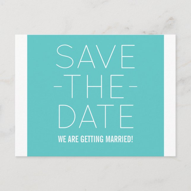 Simple Save the Date Postcard, Turquoise Announcement Postcard (Front)