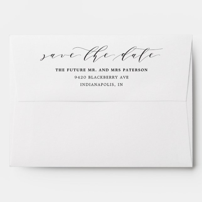 Simple Save the Date Pre-Addressed Envelope (Back (Top Flap))