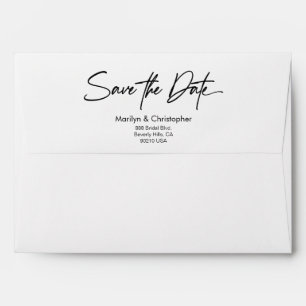 Simple Save the date Script Return address wedding Envelope