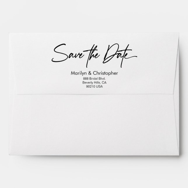 Simple Save the date Script Return address wedding Envelope (Back (Top Flap))
