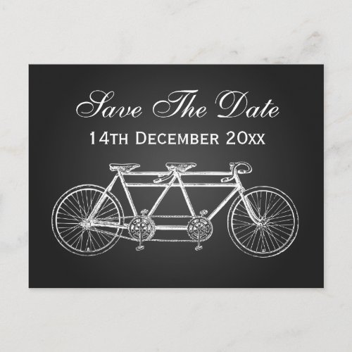 Simple Save The Date Tandem Bike Black Announcement Postcard