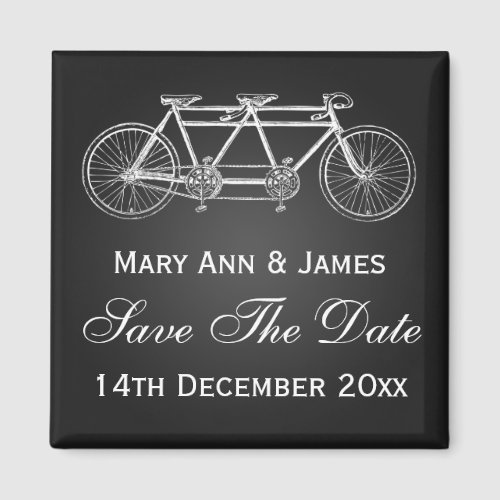 Simple Save The Date Tandem Bike Black Magnet