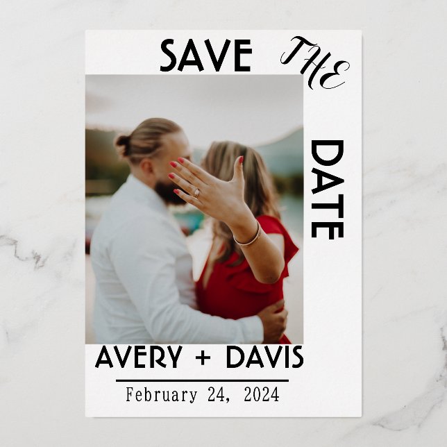 Simple  Save the Date Wedding  Foil Invitation (Front)