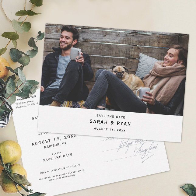 Simple Save the Dates with Horizontal Photo Announcement Postcard (Creator Uploaded)