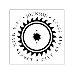 Simple Saw Blade Silhouette Return Label Self-inking Stamp