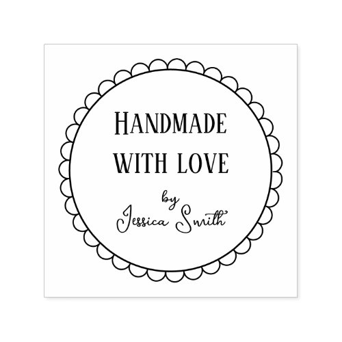 Simple Scallop Handmade with Love Self-inking Stamp