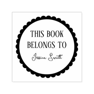 Simple Scallop This Book Belongs To Self-inking Stamp
