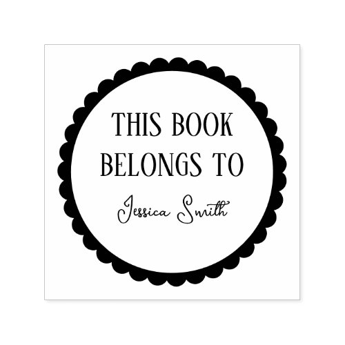 Simple Scallop This Book Belongs To Self-inking Stamp