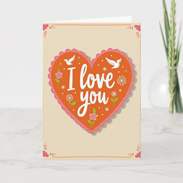 Simple Scalloped I Love You Card (Front)