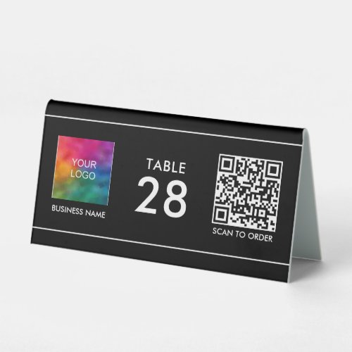 Simple Scan Me QR Code Business Logo Here Number Table Tent Sign