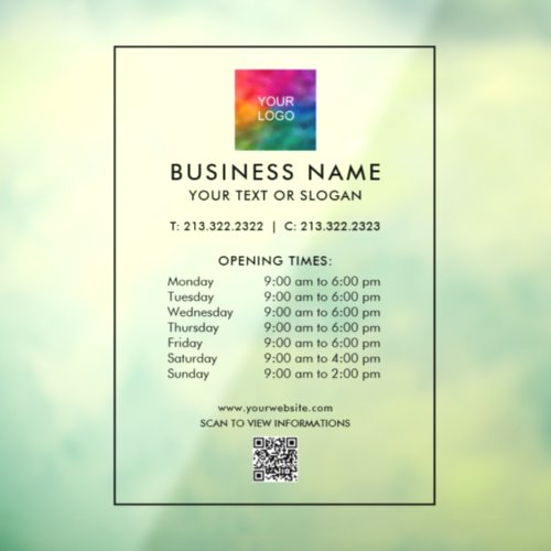 Simple Scan Price Lists Business QR Code Logo Window Cling