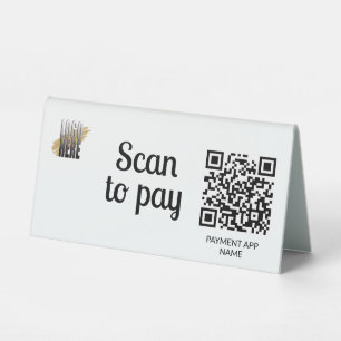 Simple Scan to Pay QR Code White Table Tent