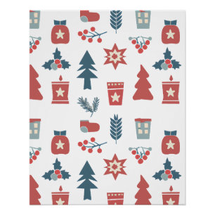 Simple Scandinavian Christmas Pattern Poster