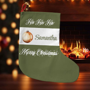 Simple Scandinavian neutral personalized christmas Large Christmas Stocking
