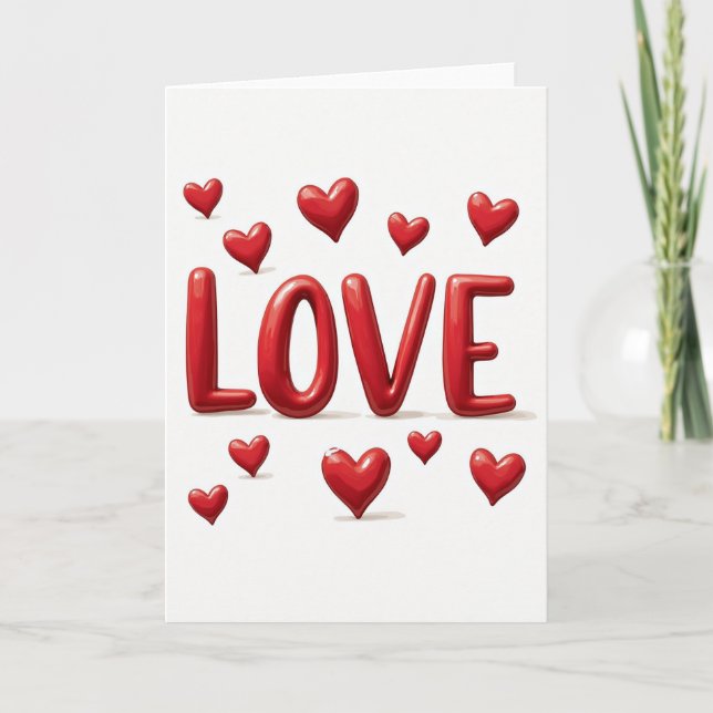 Simple Scattered Hearts Love Card (Front)