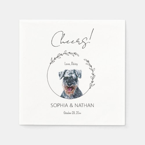 Simple Schnauzer Dog Wedding Cocktail Napkins