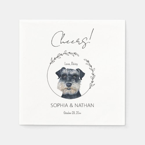 Simple Schnauzer Dog Wedding Cocktail Napkins