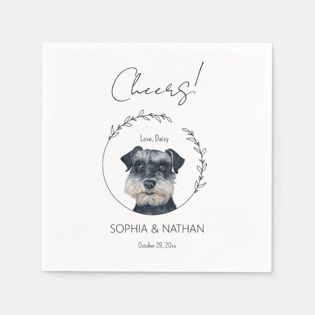 Simple Schnauzer Dog Wedding Cocktail Napkins (Front)