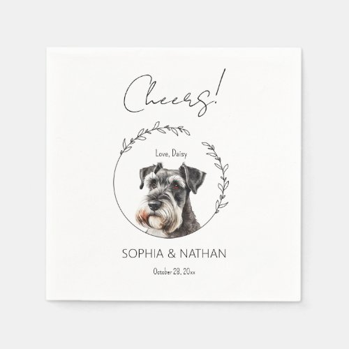 Simple Schnauzer Dog Wedding Cocktail Napkins