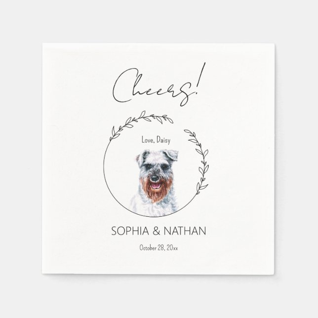 Simple Schnauzer Dog Wedding Cocktail Napkins (Front)