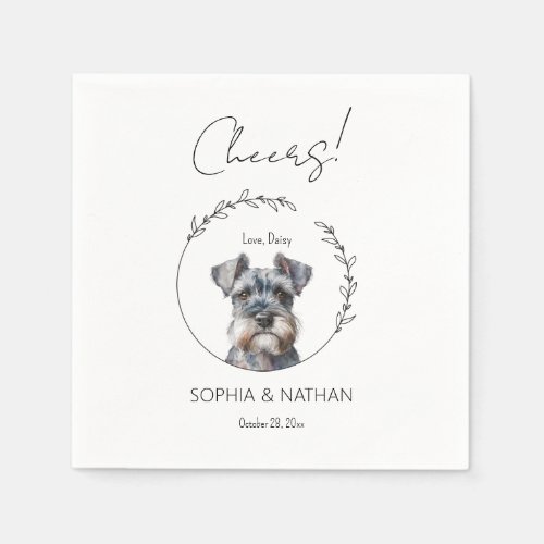 Simple Schnauzer Dog Wedding Cocktail Napkins