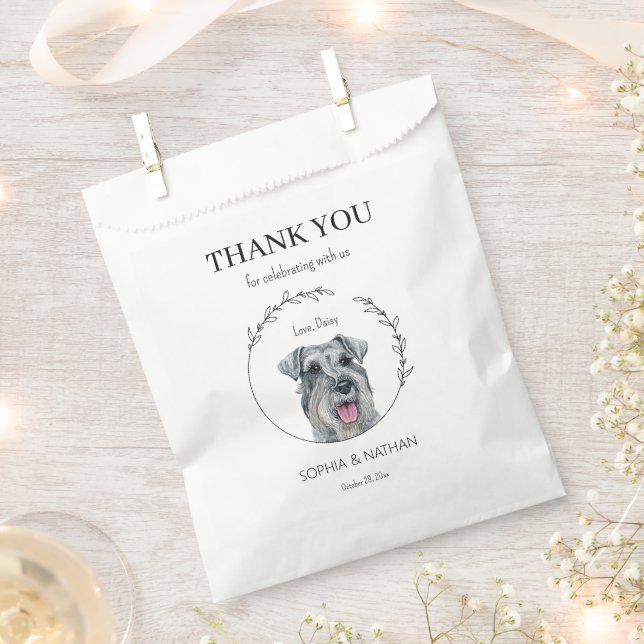 Simple Schnauzer Wedding Thank You Favor Bag (Clipped)