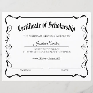 Simple Scholarship Certificate