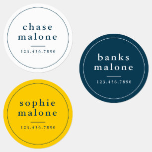 Simple School Colors Waterproof Name Labels