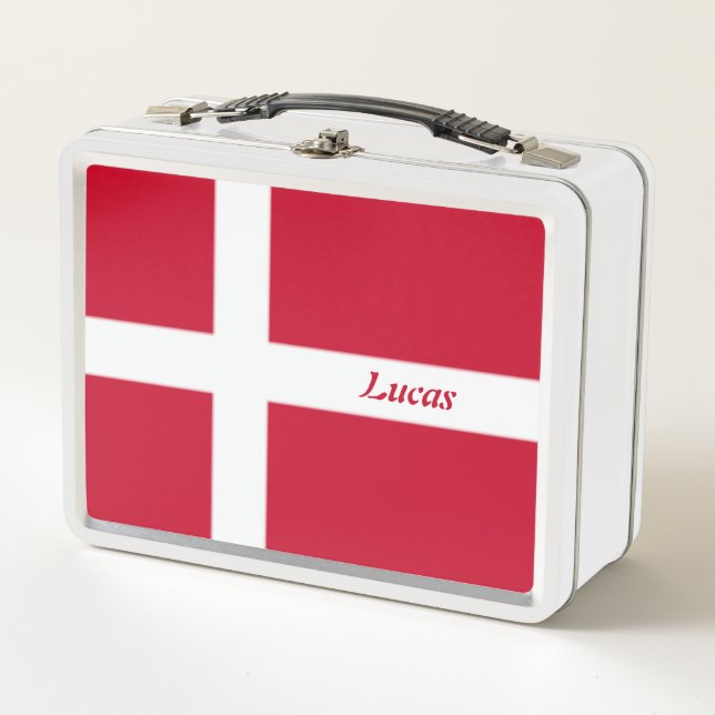 Simple School Denmark Flag Souvenir personalized  Metal Lunch Box (Front)