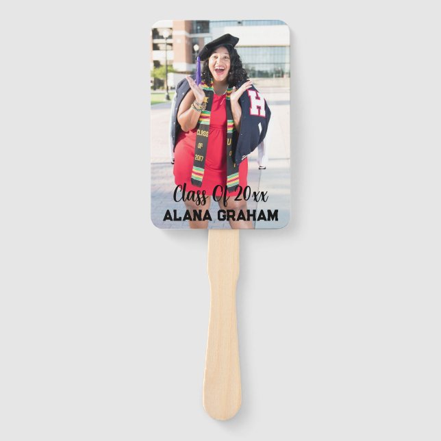 Simple School Photo Graduation  Hand Fan (Front)