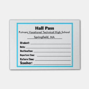 Simple Schools Hall Pass Post It Notes