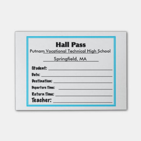 Simple Schools Hall Pass Post It Notes