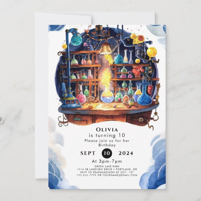 Simple Science Fun Scientist Birthday Invitation (Front)