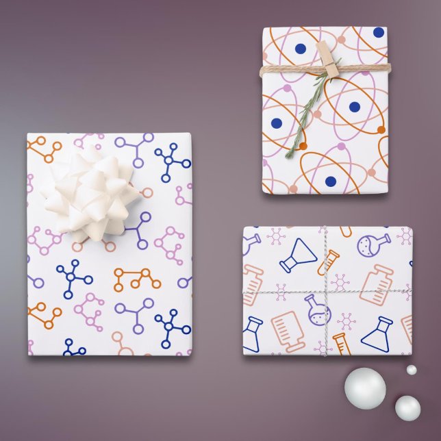 Simple Science Molecules Laboratory Pattern Wrapping Paper Sheets (Creator Uploaded)