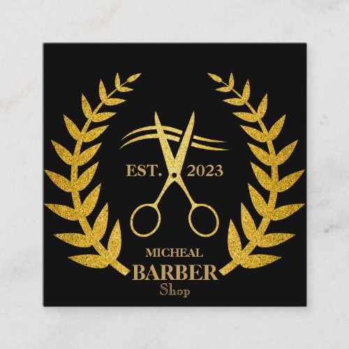 Simple Scissors Barber  Square Business Card