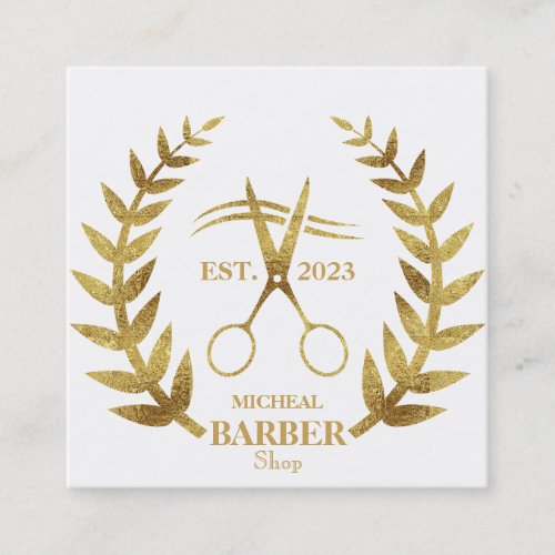 Simple Scissors Barber  Square Business Card