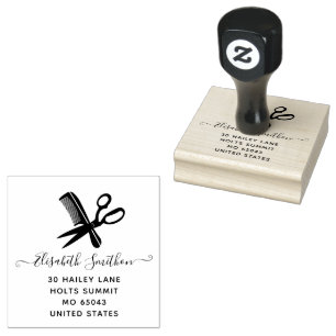 Simple Scissors Hair Comb Hairdresser Professional Rubber Stamp