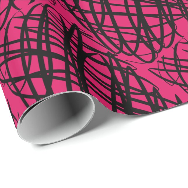 Simple Scribble | Black | Angled | Ruby |  Wrapping Paper (Roll Corner)