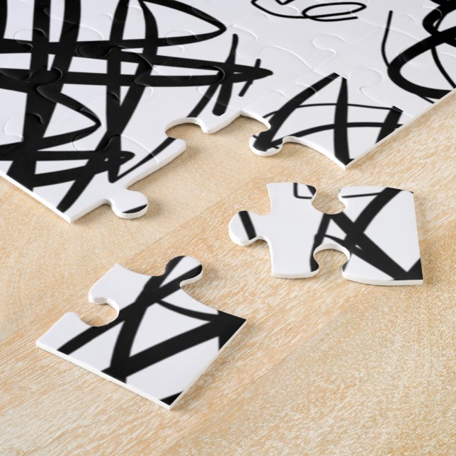 Simple Scribble | Black | Center Tiled | Jigsaw Puzzle (Side)