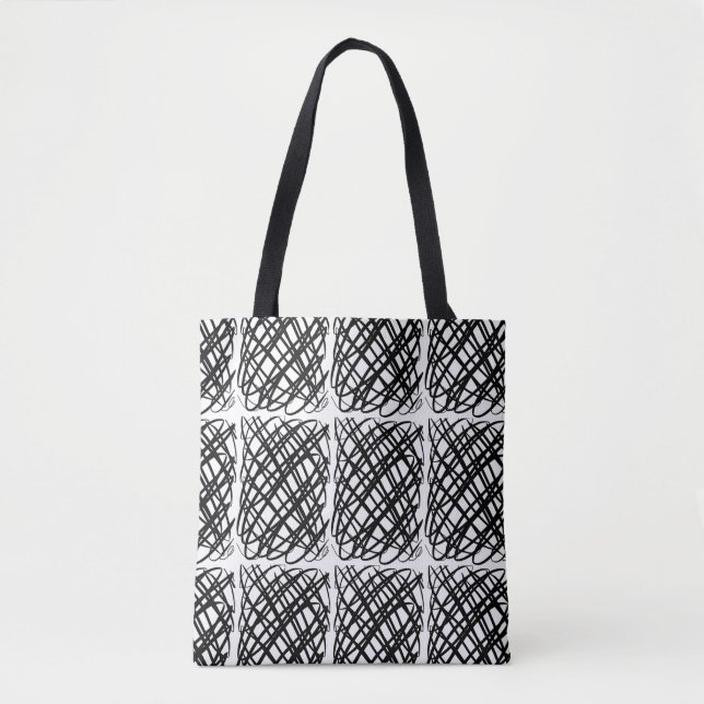 Simple Scribble | Black | Center Tiled | Tote Bag (Front)