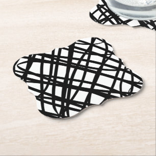 Simple Scribble   Black   Paper Coaster