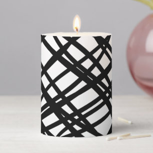 Simple Scribble Black Pillar Candle