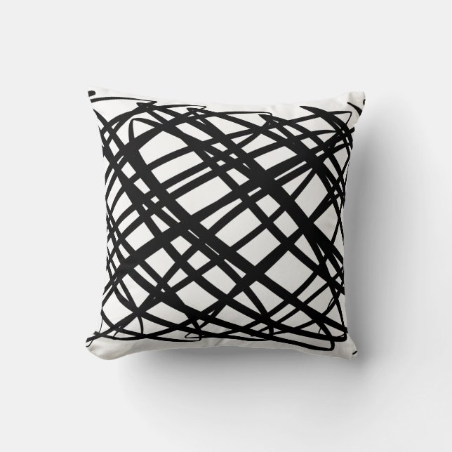 Simple Scribble | Black | Throw Pillow (Front)