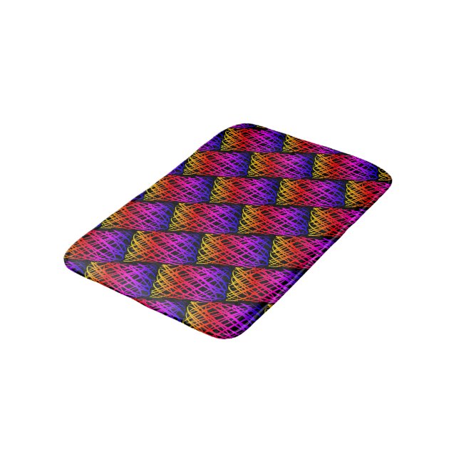 Simple Scribble | Half Drop | Black Background | Bath Mat (Angled)