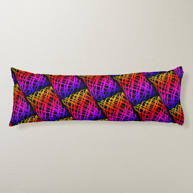 Simple Scribble | Half Drop | Black Background | Body Pillow (Front)