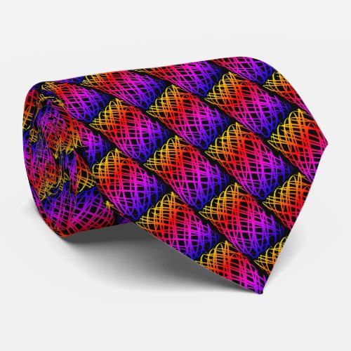 Simple Scribble  Half Drop  Black Background   Neck Tie