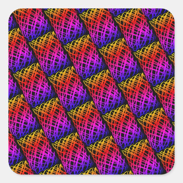 Simple Scribble | Half Drop | Black Background | Square Sticker (Front)