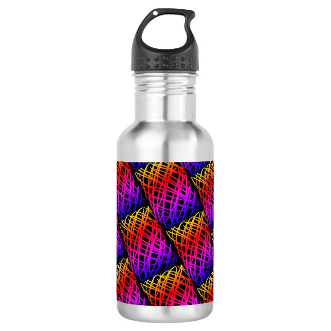 Simple Scribble | Half Drop | Black Background | Stainless Steel Water Bottle (Front)
