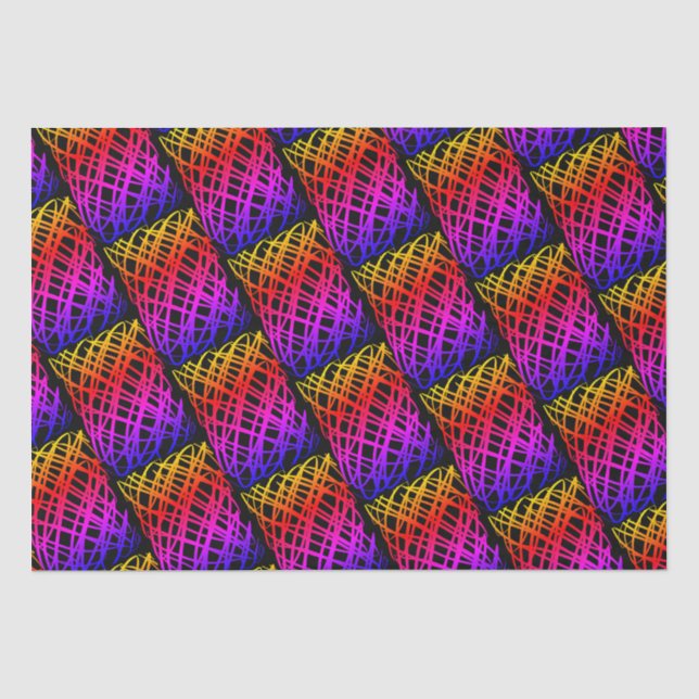 Simple Scribble | Half Drop | Black Background | Tissue Paper (Front)
