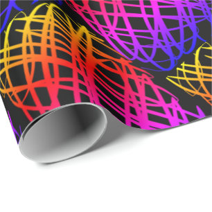 Simple Scribble Half Drop Black Background Wrapping Paper